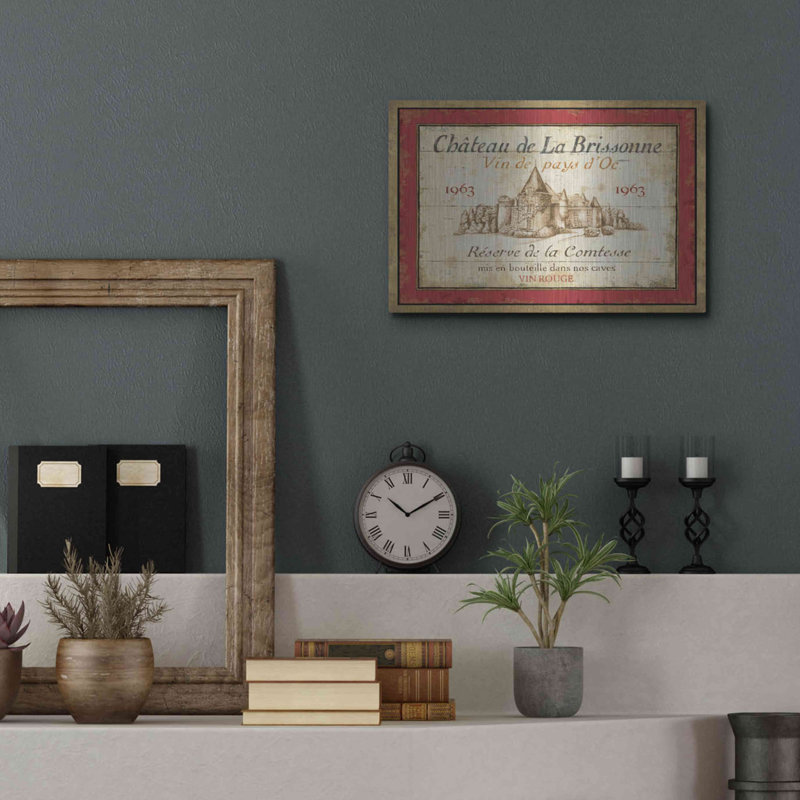 Astoria Grand «French Wine Label I» par Daphne Brissonet, art mural en métal, H 12 po x l 16 po