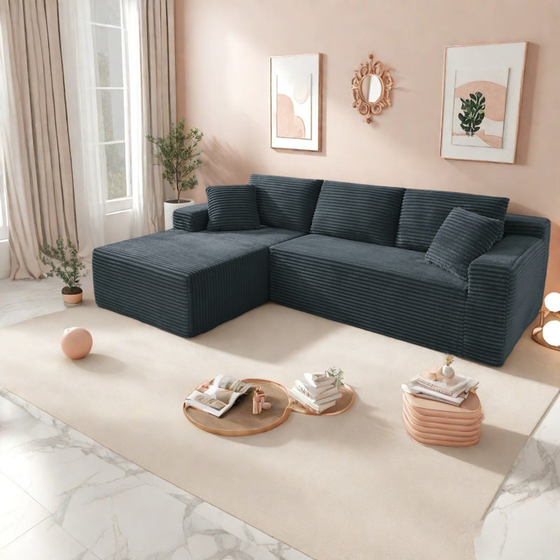 Canapé modulaire sans assemblage, velours côtelé, style moderne, maison et appartement