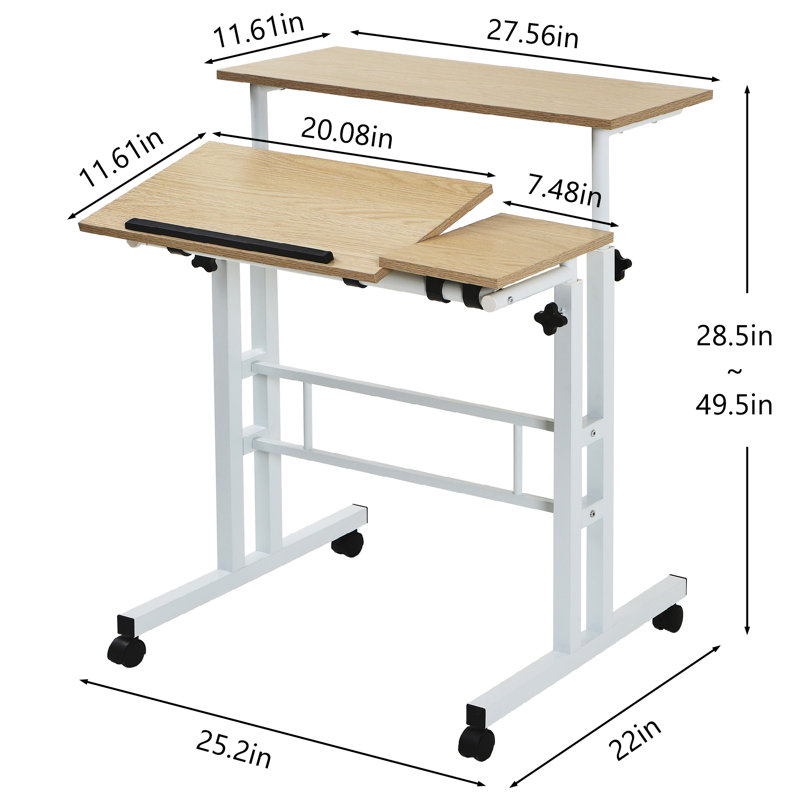 Normia Mobile Standing Desk With Wheels, Height Adjustable Stand Up Laptop Desk,  Sit-Stand Desk With Tiltable Top, Portable Rolling Computer Desk For Home Office