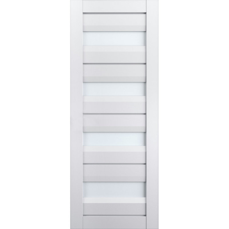 Dalle de porte standard en bois manufacturé massif en verre givré Veregio, 32 po x 96 po, Blanc