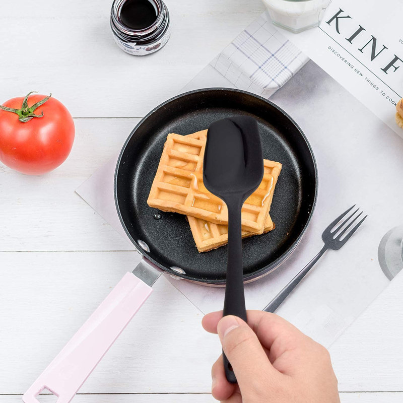 Food Grade Silicone Spatulas Spoons Set Kitchen Utensils For Baking, Black