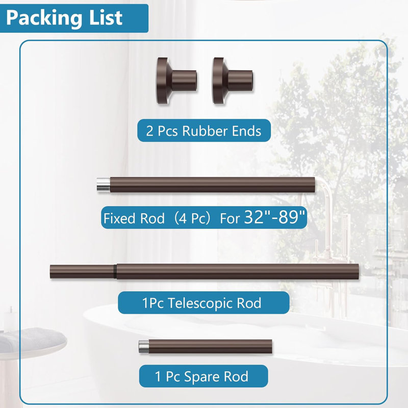 Tringle à rideau de douche réglable à tension de ressort, paravent antidérapant pour fenêtre de salle de bain, installation sans perçage, fabrication en acier inoxydable durable