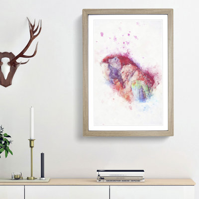 Red Scarlet Macaw Parrot in Abstract - Picture Frame Painting Print