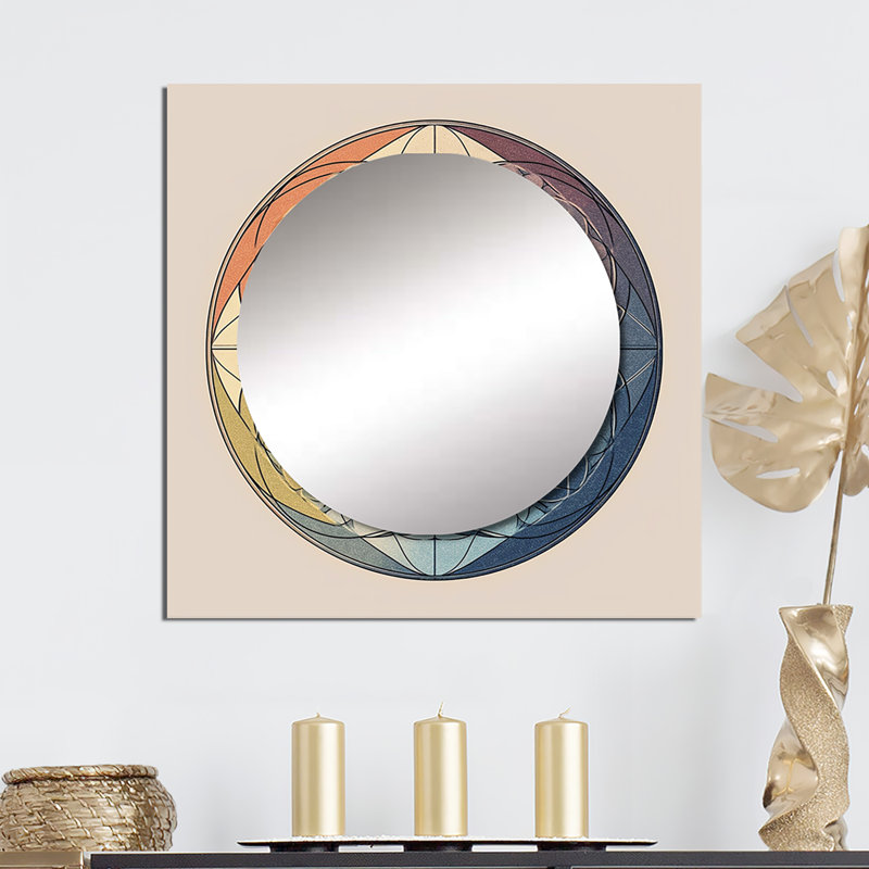 Sacré mystère rétro Alchimie V - miroir carré géométrique moderne pour décoration murale, 29 po x 29 po