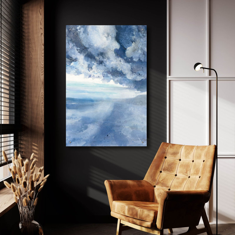 «La mer» par Albena Hristova, art mural en verre acrylique, 24 po x 36 po