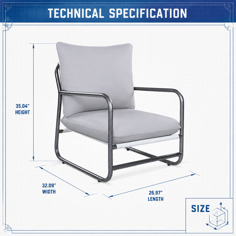 Fauteuil de patio d'extérieur en aluminium durable, siège de canapé simple avec coussin amovible résistant à l'eau, siège d'extérieur résistant aux intempéries