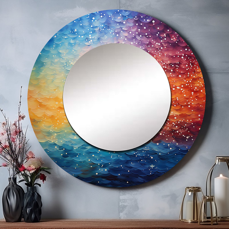 Photo colorée colorée ciel illusion éthérée III - grand miroir rond ciel, 23 po x 23 po