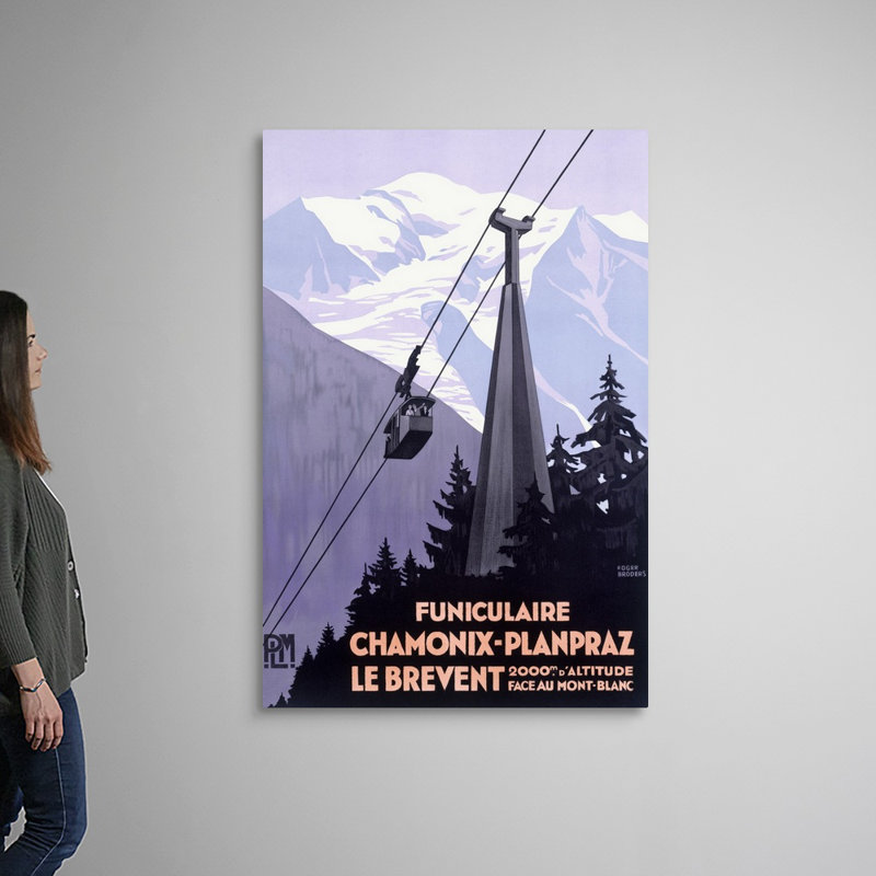 «Chamonix Mont Blanc», affiche rétro par Roger Broders, reproduction d'art encadrée sur toile, H 60 po x l 40 po x P 1,25 po