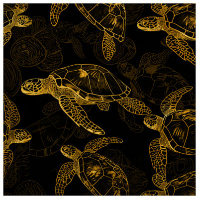 Golden Sea Turtles Comforter