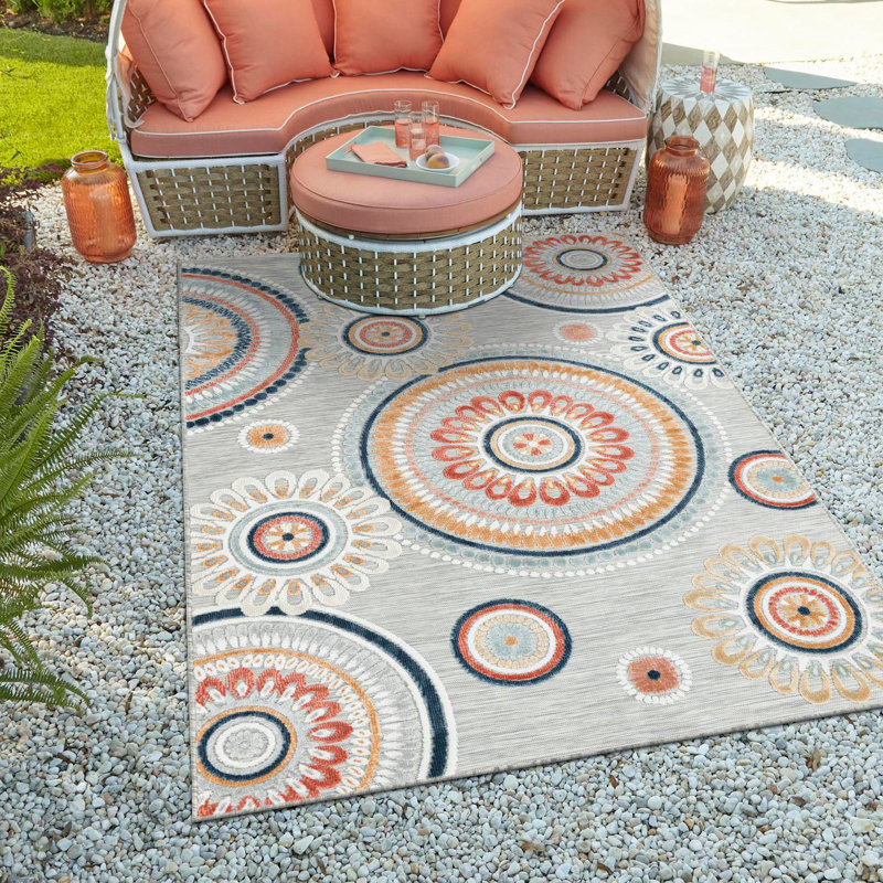 Firman Spiral Wygant Indoor/Outdoor Area Rug, Rectangle 6'4" x 9'