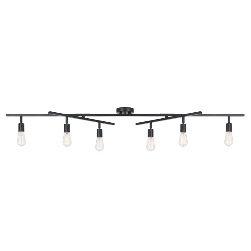 64" 6-Light Double Centre Swivel Track Lighting Kit, Pivoting Track Heads