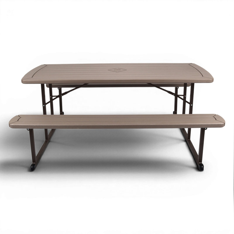 Heavy-Duty Folding Picnic Table , Brown