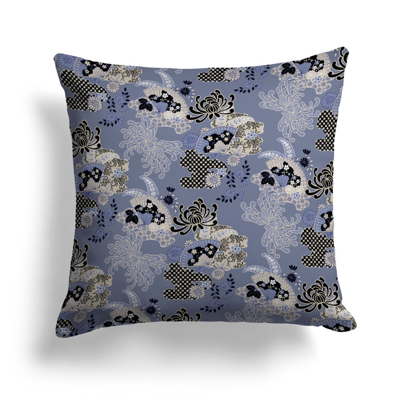 Square Cushion, Blue/Black, 46cm H x 46cm W