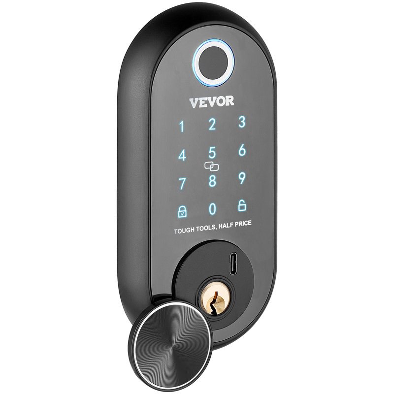 Bouton de porte intelligent à empreinte digitale 5-en-1 avec poignée indépendante VEVOR