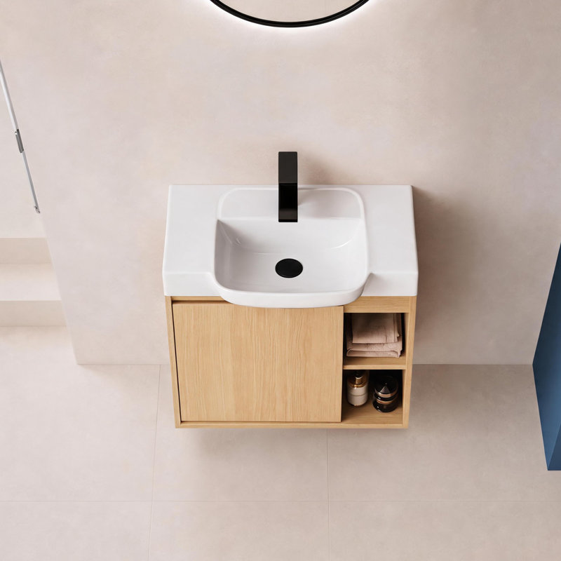 Meuble-lavabo flottant 24 po Slimbay, Beige, 24"
