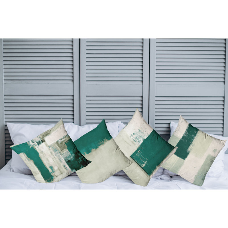 Reversible Pillow Cover, 24" H x 24" W, Dark Teal / Pale Sage Green