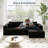Boneless Sectional Couch, U-Shaped Cloud Sofa, 4 Seat Modular Memory Foam Couch for Medium Room，Black