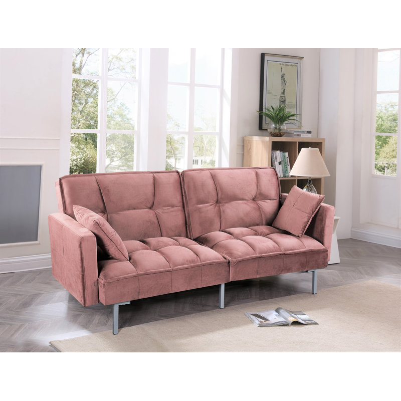 Mackayla 75.6'' Upholstered Convertible Sofa, Rose