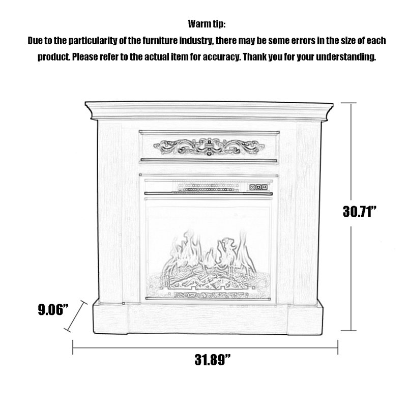 Simulated flame electric heating fireplace core for home and homestay use, White