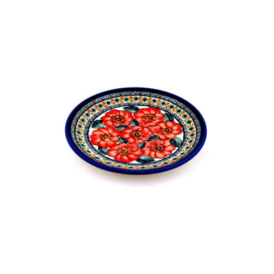 Peach Poppies Polish Pottery 7" Plate