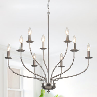  Ottuso 9 - Light 2-Tier 30 inch Nickel Candle Style Classic / Traditional Chandelier for Dining Room