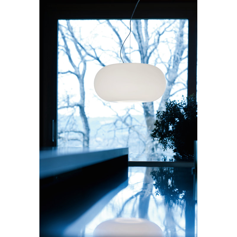 1 - Light Matt White Drum Pendant, 200cm H x 42cm W x 42cm D