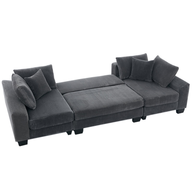 114" Sleeper Sofa,U Shaped Sofa , Pull Out Bed,Convertible Oversize 2 In 1 Sleeper Sofa, Living Room,Upholstery Sofa Bed,Adjustable Sleeper Sofa,Corduroy