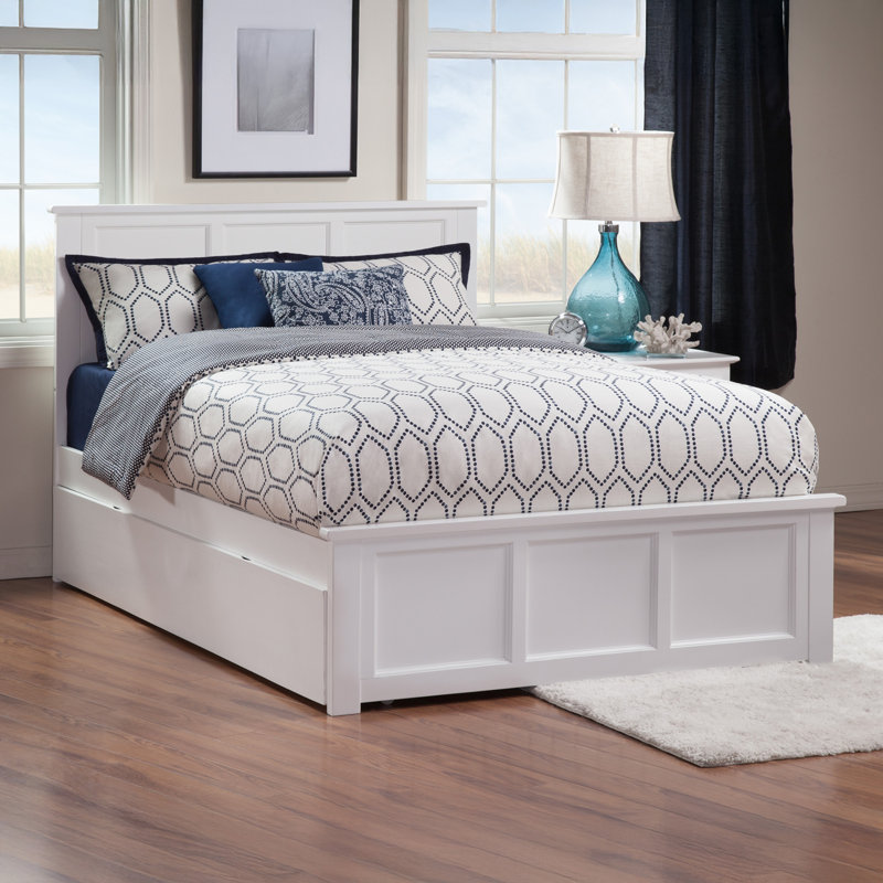 Maud Solid Wood Platform Bed with Matching Footboard & Trundle, White