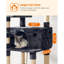 Arbre à chat, grande tour pour chat, 64,6 pouces, centre d'activité pour chat avec hamac, panier, bâtons de boules de fourrure amovibles, condo pour chat, gris fumé