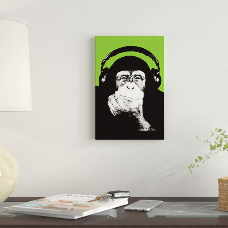 «New Monkey Head VI», reproduction d'impression sur toile, H 26 po x l 18 po x P 1,5 po, Toile tendue, Pas de tapis