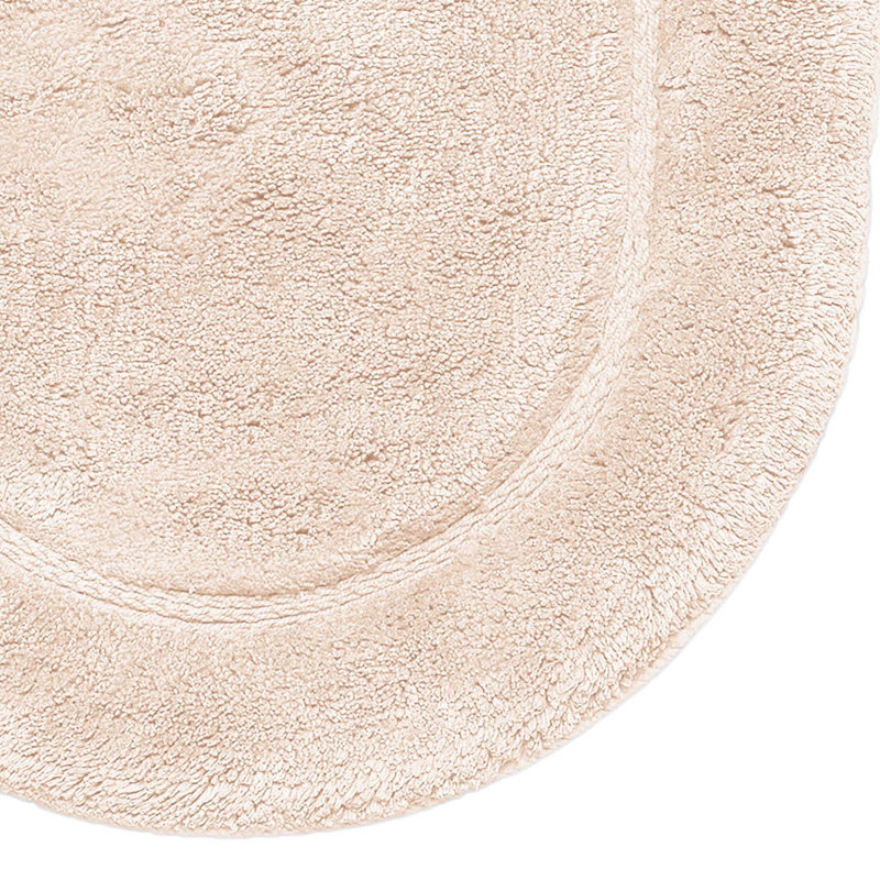 Sandcliff Cotton Non-Skid Machine Washable 2 Piece Oval Bathroom Rug Set, Oval Beige