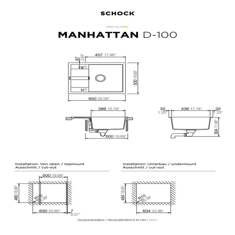 Manhattan Single Bowl Inset Kitchen Sink, Asphalt