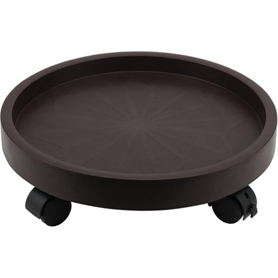 8-piece 13 Inch Round Plant Caddy With 4 Lockable Wheels, Brown Heavy-duty Plant Stand 165 Lbs Capacity, Rolling Plant Rack For Indoor Outdoor Home Garden Patio