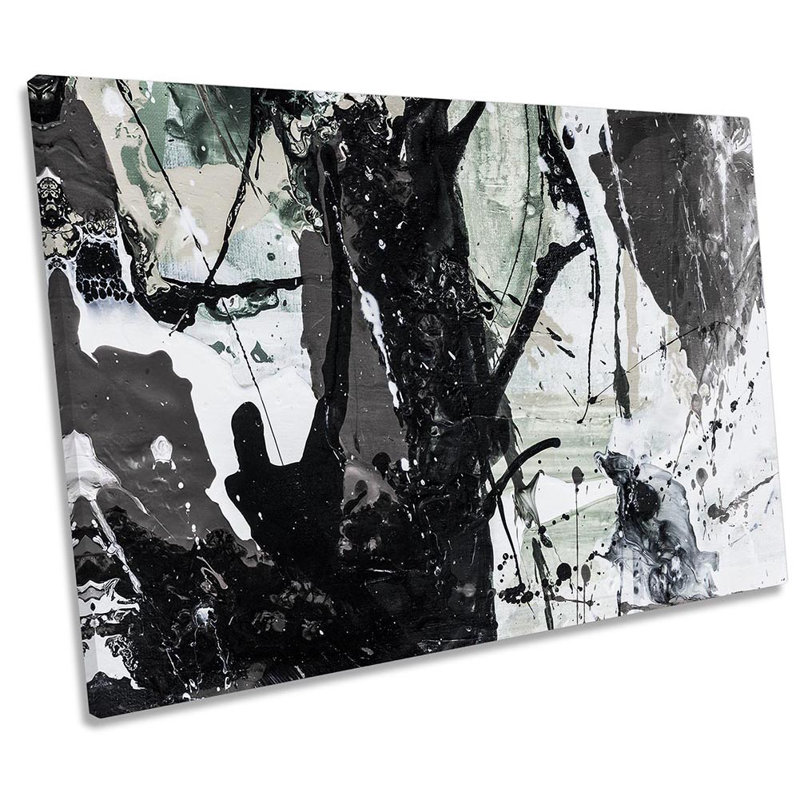 Black Abstract Dark Grunge - Wrapped Canvas Print, 30.5cm H x 45.7cm W x 2cm D