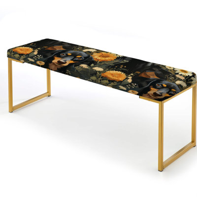 Chea - Animal Print Upholstered Gold Bench