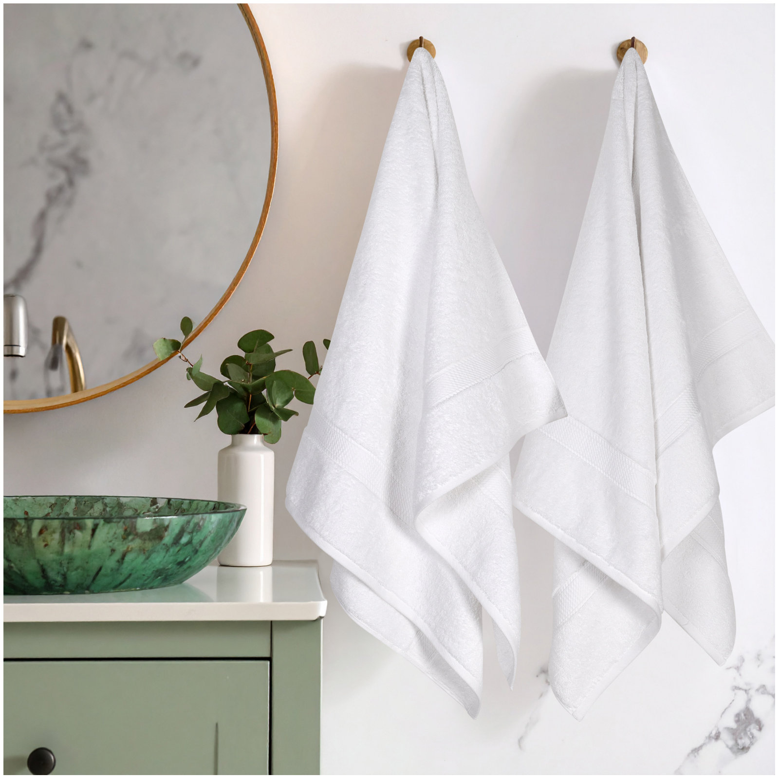 Renata 800 GSM 2 Piece Certified Egyptian Cotton Bath Towel Set , White