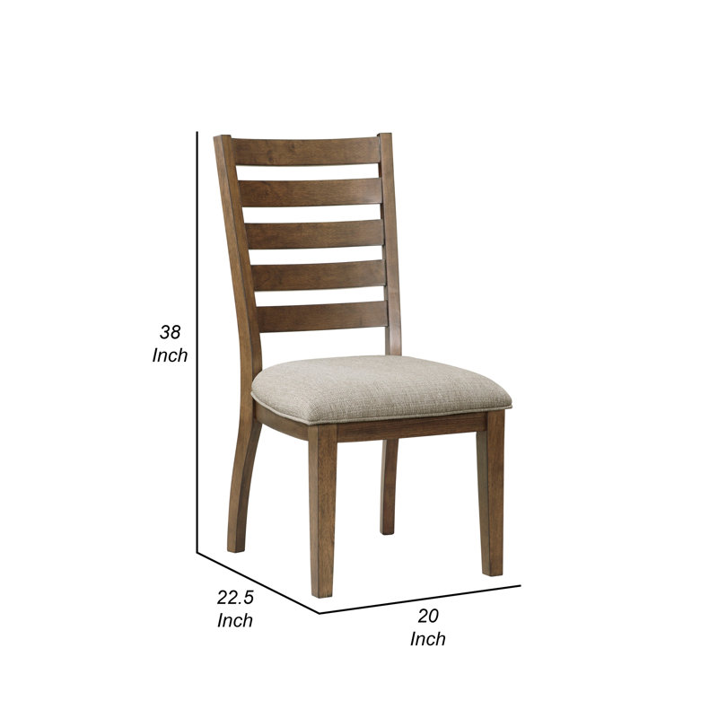 Chaises de salle à manger latérales Trea 23 po, dossier échelle, siège rembourré, Brun