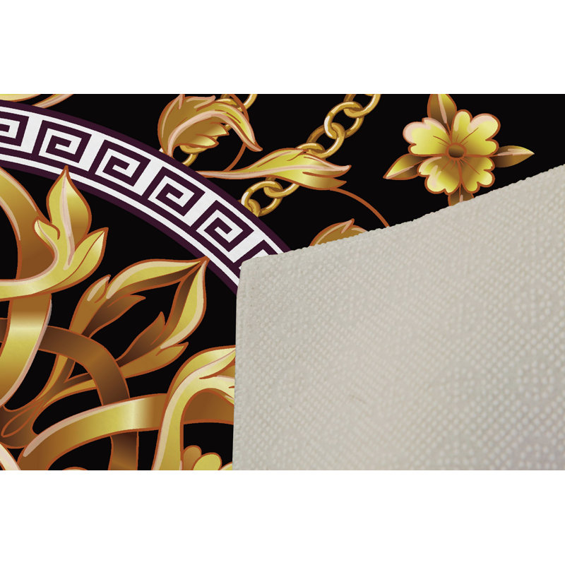 Soho House Oriental Gold/Black Area Rug, Rectangle 3' 3" x 6' 7"