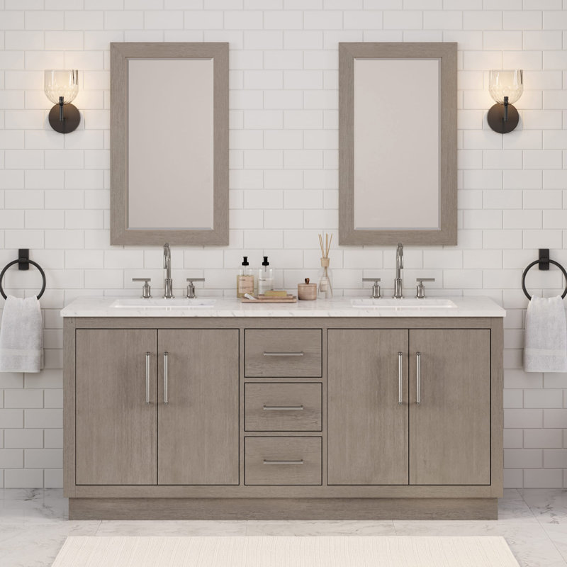 Ensemble de meuble-lavabo double 72 po Kamila, Chrome