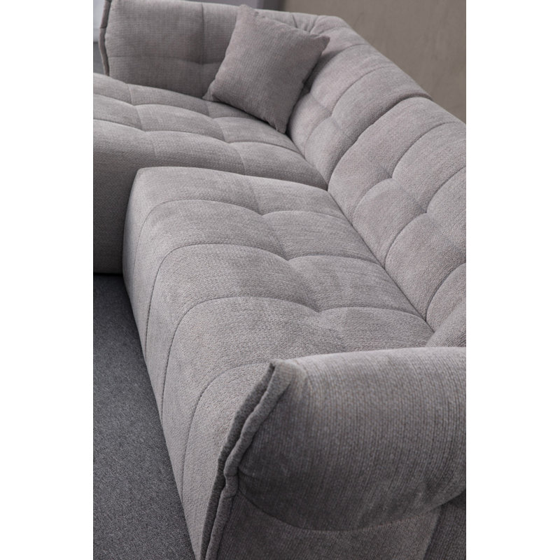 Canapé d’angle, Mélange de polyester gris, H 29,5 po x l 114,2 po x P 41,3 po