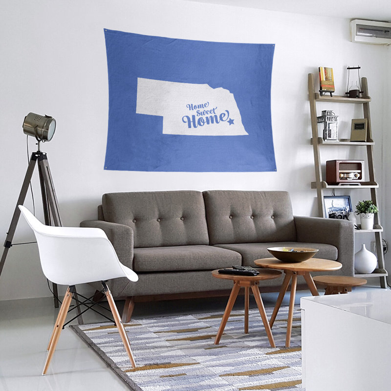 Tapisserie Home Sweet Lincoln, H 27,5 po x l 37,5 po, Bleu