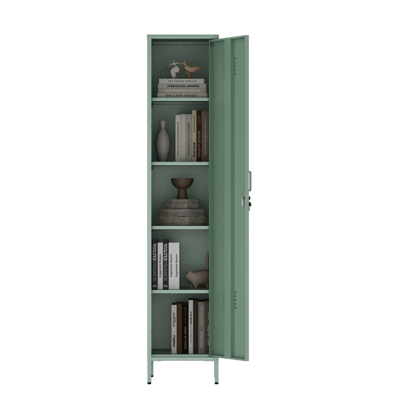 Bargale 15 Single Locker Storage Cabinet with 5 Adjustable Shelves, Green