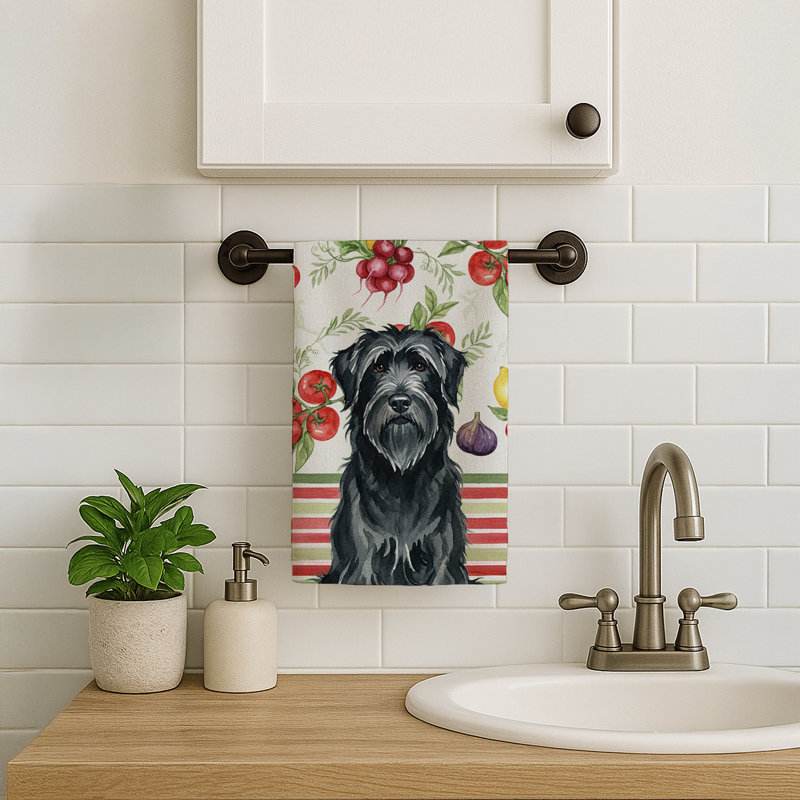 Black Briard Vegetables Kitchen Towel, Black Briard