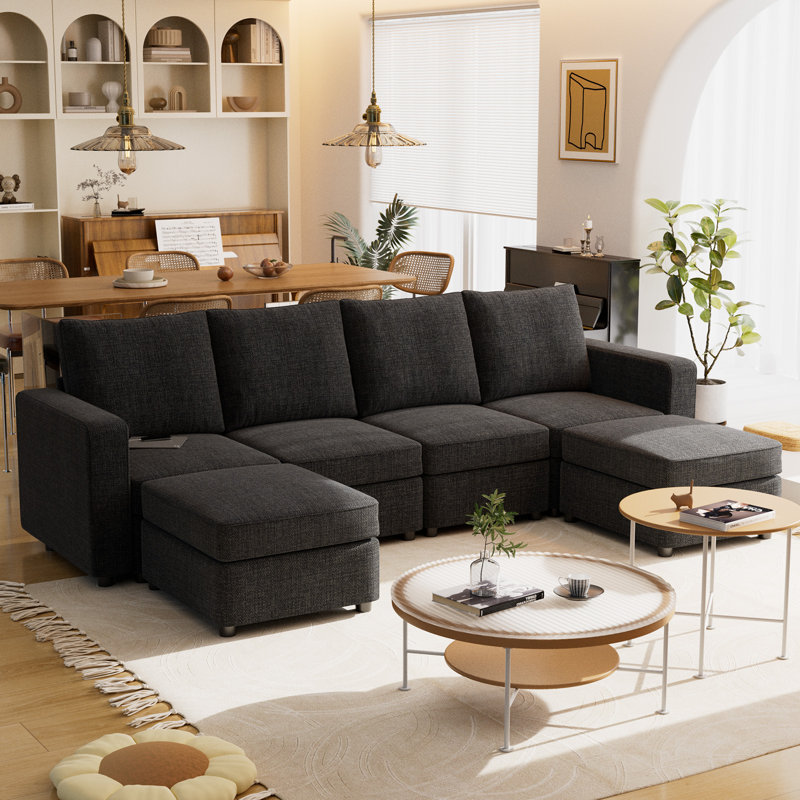 Canapé modulaire 6 pièces VINGLI, Polyester gris