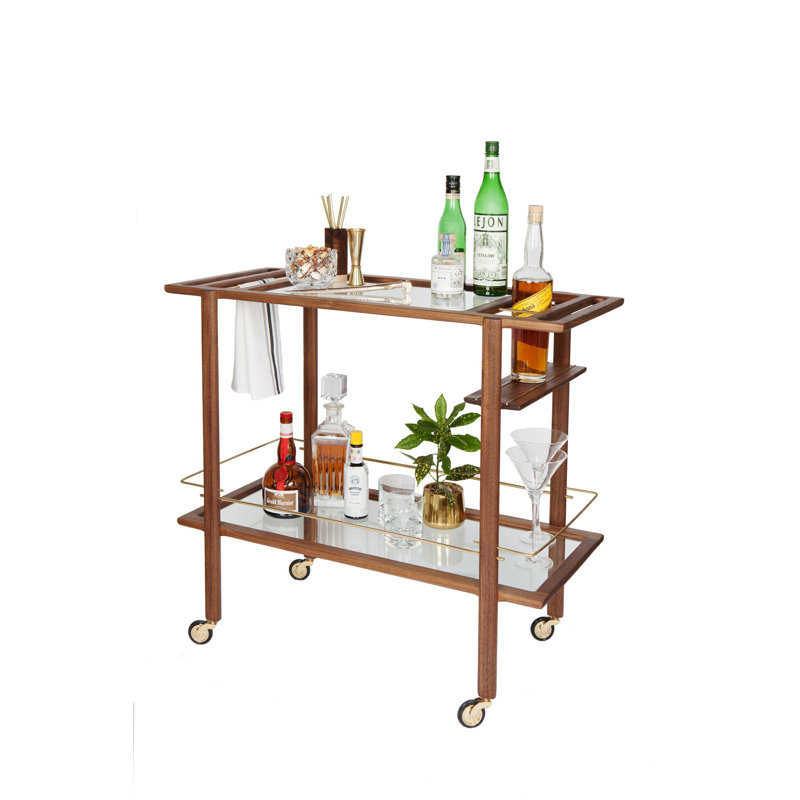 Bar Cart, Walnut/Brass