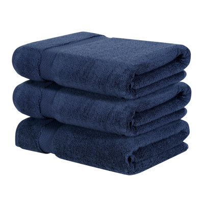 Ensemble de serviettes de bain 100% coton Splash Splash, serviettes de bain absorbantes ultra douces 550 g / m² pour spa et usage quotidien, certifié OEKO-TEX, paquet de 3, bleu marine