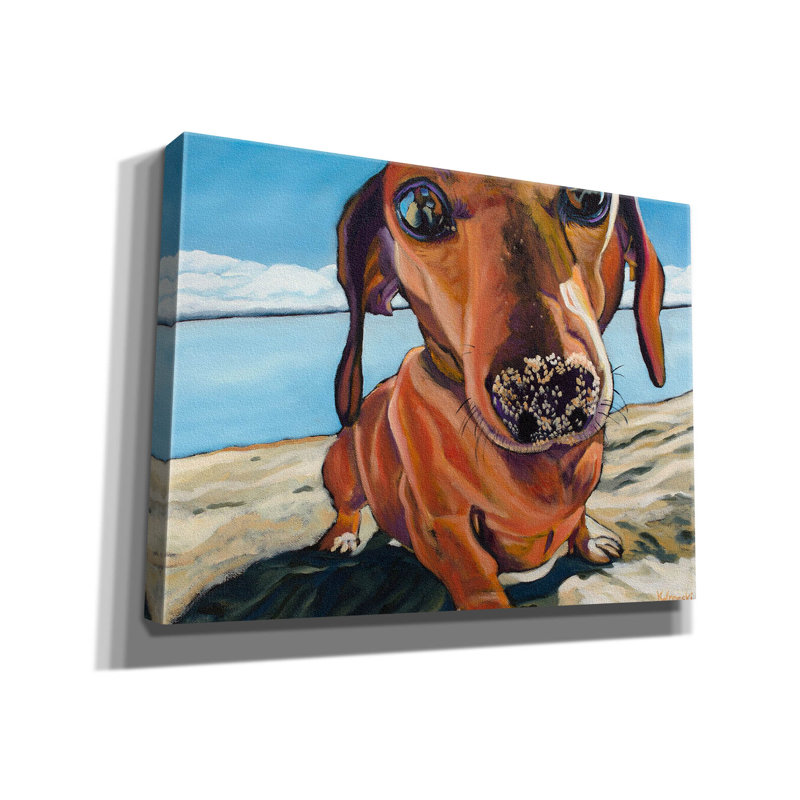 «Sand Dog» par Kathryn Wronski, art mural sur toile, H 40 po x l 54 po x P 1,5 po