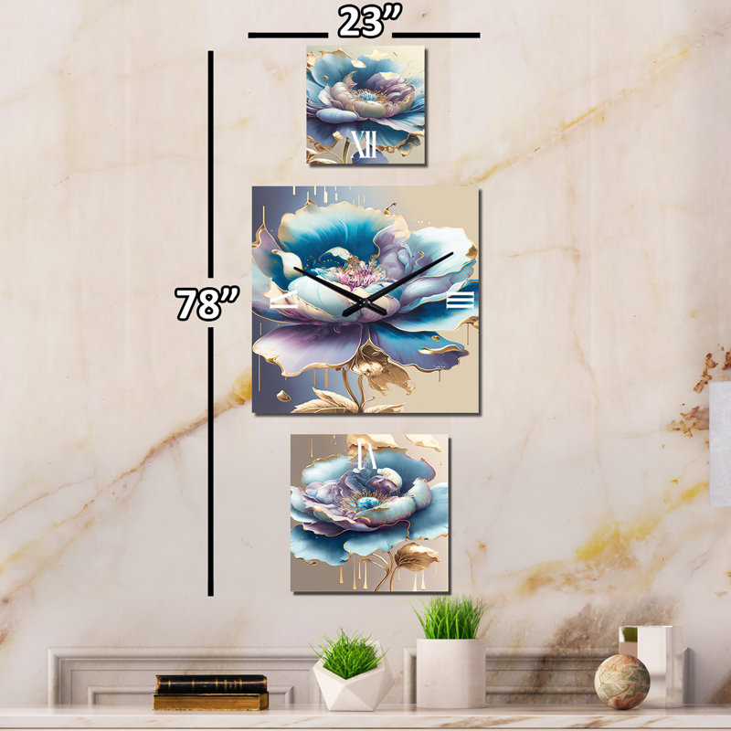 Maghann - Horloge florale traditionnelle à plusieurs panneaux pour le salon