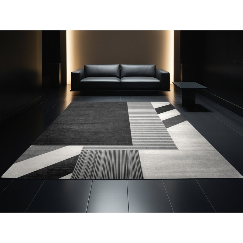 Tapis rayé gris moelleux et moelleux Soft Earl, 3 x 5