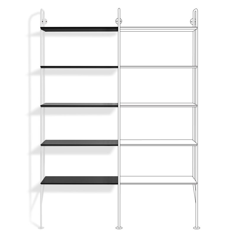 Hitch Bookcase Add-on Kit, White/Black